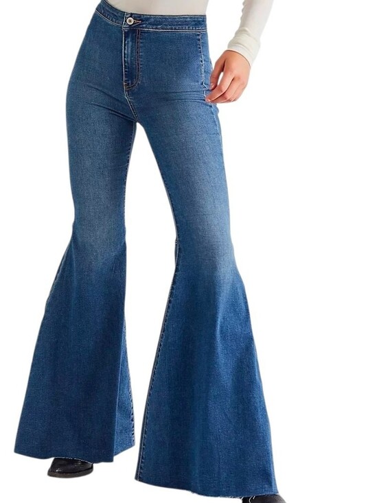 Free People Denim - Free People Just Float Flare Jeans high-rise waist exaggerated bell-bottom Sz 28